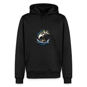 Springender Bass Fisch - Männer Premium Bio Hoodie - Schwarz - Vorne - Nico (187cm)