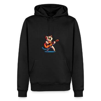Musiker Katze Violine - Männer Premium Bio Hoodie - Schwarz - Vorne - Nico (187cm)