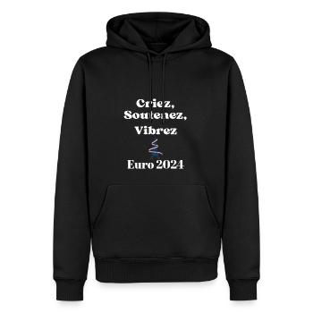 Shout, support, vibrate - Men’s Premium Organic Hoodie - black - Front - Nico (187cm)