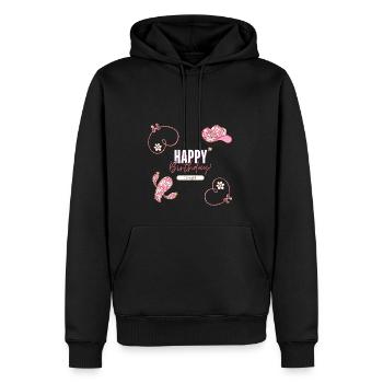 Pink Cute Rodeo Cowboy girl Happy Birthday - Men’s Premium Organic Hoodie - black - Front - Nico (187cm)