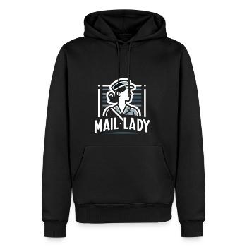 Postfrau - Männer Premium Bio Hoodie - Schwarz - Vorne - Nico (187cm)