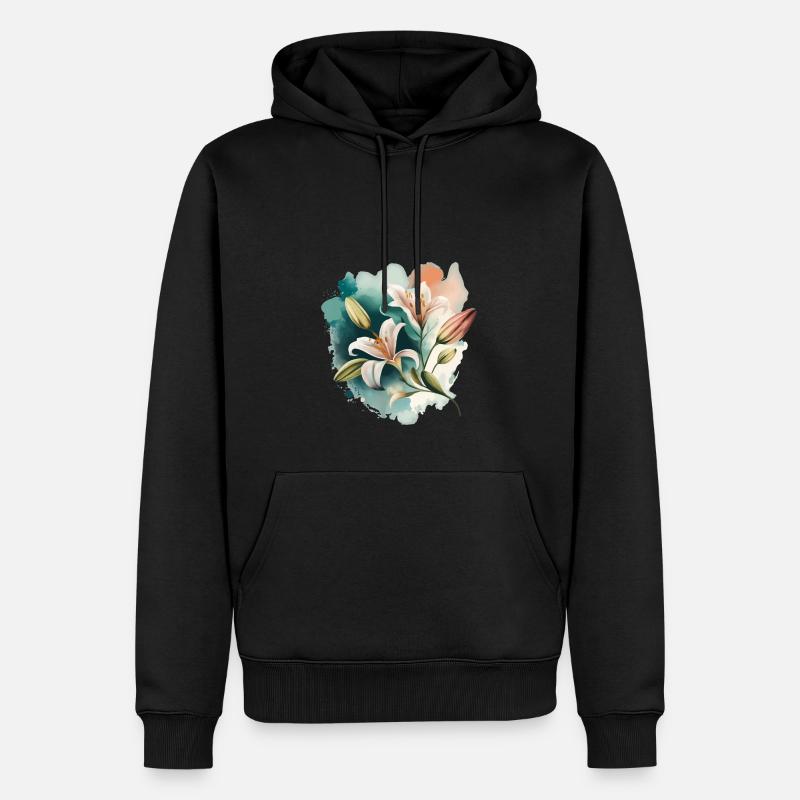 Lilies - Sweat à capuche Premium bio Homme - noir