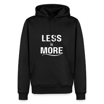 Weniger ist mehr - Männer Premium Bio Hoodie - Schwarz - Vorne - Nico (187cm)