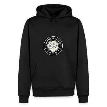 LOGO MONTPELLIER HÉRAULT - Sweat à capuche Premium bio Homme - noir - Devant - Nico (187cm)
