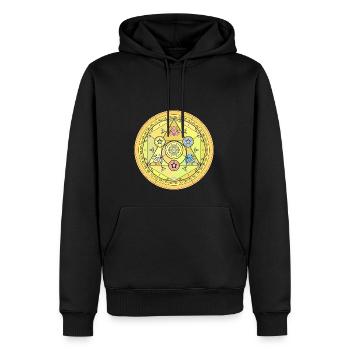 Lotus Harmony Circle - Men’s Premium Organic Hoodie - black - Front - Nico (187cm)