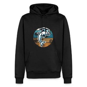 Clever Dolphin – Graduation et éducation - Sweat à capuche Premium bio Homme - noir - Devant - Nico (187cm)
