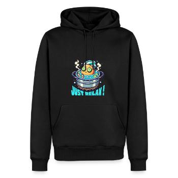 Hervorragende Entspannung. - Männer Premium Bio Hoodie - Schwarz - Vorne - Nico (187cm)