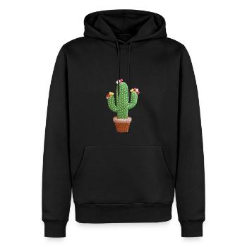 Hübscher bestickter Kaktus - Männer Premium Bio Hoodie - Schwarz - Vorne - Nico (187cm)