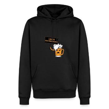 LIBERTÉ DES PRESSIONS ! (bière) - Sweat à capuche Premium bio Homme - noir - Devant - Nico (187cm)