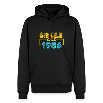 Single seit 1986 - Männer Premium Bio Hoodie - Schwarz - Vorne - Nico (187cm)