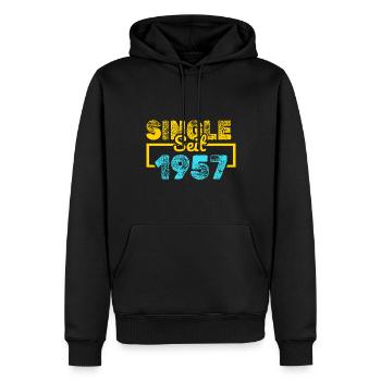 Année 1957 - Sweat à capuche Premium bio Homme - noir - Devant - Nico (187cm)