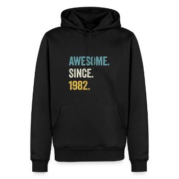 42e anniversaire 42 ans de génie depuis 1982 - Sweat à capuche Premium bio Homme - noir - Devant - Nico (187cm)