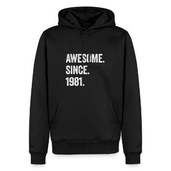 44e anniversaire 44 ans depuis 1981 - Sweat à capuche Premium bio Homme - noir - Devant - Nico (187cm)