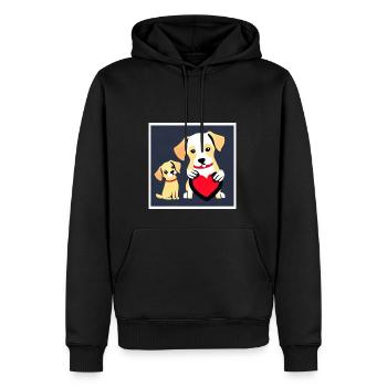 dog love affection illustration dog lovers - Men’s Premium Organic Hoodie - black - Front - Nico (187cm)