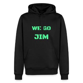 we go Jim, green gym motivational quote - Men’s Premium Organic Hoodie - black - Front - Nico (187cm)