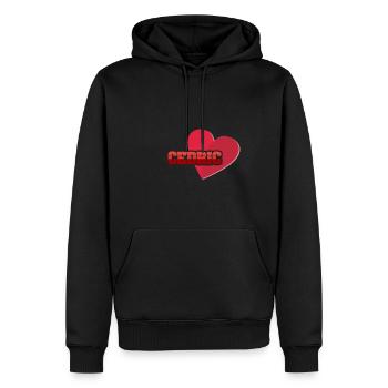 Herzen Cedric - Männer Premium Bio Hoodie - Schwarz - Vorne - Nico (187cm)