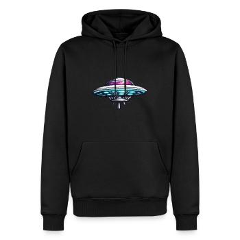 Alien / Vaisseau spatial / OVNI / Zone 51 / Tout / Mars - Sweat à capuche Premium bio Homme - noir - Devant - Nico (187cm)