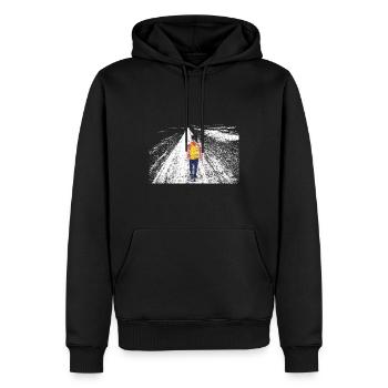 Fille seule - Sweat à capuche Premium bio Homme - noir - Devant - Nico (187cm)