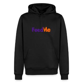 Feed Me – Conception typographique audacieuse et ludique - Sweat à capuche Premium bio Homme - noir - Devant - Nico (187cm)
