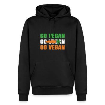 go vegan - Männer Premium Bio Hoodie - Schwarz - Vorne - Nico (187cm)