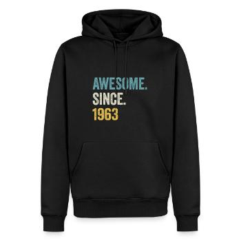 61e anniversaire 61 ans d’expérience depuis 1963 - Sweat à capuche Premium bio Homme - noir - Devant - Nico (187cm)