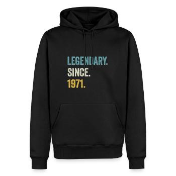 53e anniversaire 53 ans de légende depuis 1971 - Sweat à capuche Premium bio Homme - noir - Devant - Nico (187cm)
