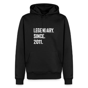 13e anniversaire 13 ans de légende depuis 2011 - Sweat à capuche Premium bio Homme - noir - Devant - Nico (187cm)