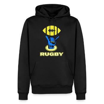 rugby rugbyspieler rugbyverein - Männer Premium Bio Hoodie - Schwarz - Vorne - Nico (187cm)