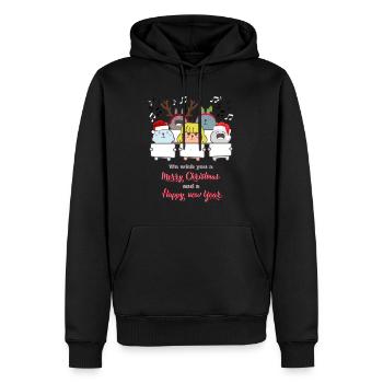 We wish you a MERRY CHRISTMAS and a HAPPY NEW YEAR - Männer Premium Bio Hoodie - Schwarz - Vorne - Nico (187cm)