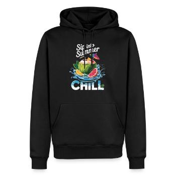 Été, soleil, détente - Sirotez l’été - Sweat à capuche Premium bio Homme - noir - Devant - Nico (187cm)