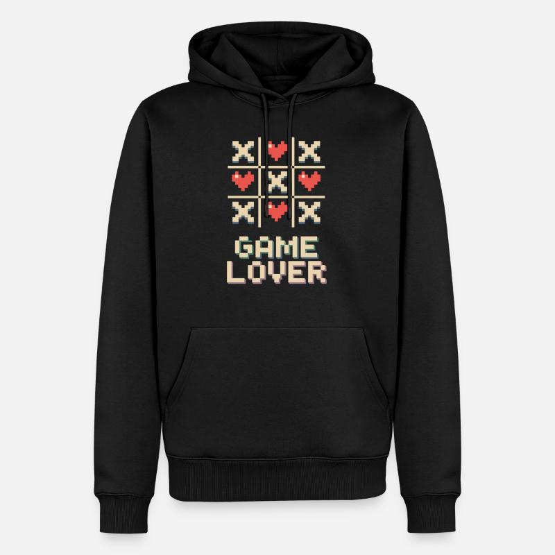 Pixel Heart Tic Tac Toe - Sweat à capuche Premium bio Homme - noir