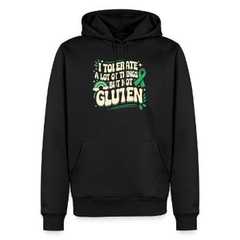 Kein Gluten, kein Problem - Glutenfrei mit Stil - Männer Premium Bio Hoodie - Schwarz - Vorne - Nico (187cm)