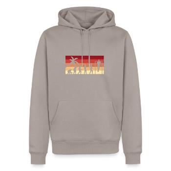 Evolution of man Calisthenics Retro Vintage - Männer Premium Bio Hoodie - Taupe - Vorne - Nico (187cm)