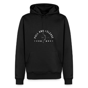 Lustiger Bogensport Spruch Bogenschießen - Männer Premium Bio Hoodie - Schwarz - Vorne - Nico (187cm)