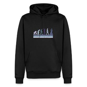 Evolution of Wheelchair Basketball Weelchair - Männer Premium Bio Hoodie - Schwarz - Vorne - Nico (187cm)