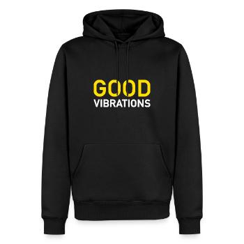 Good Vibrations - Männer Premium Bio Hoodie - Schwarz - Vorne - Nico (187cm)