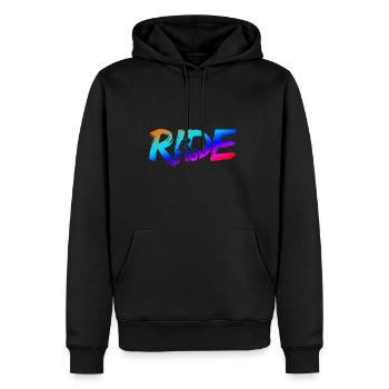 RIDE - MTB Mountainbike Fahrrad Bike Downhill - Männer Premium Bio Hoodie - Schwarz - Vorne - Nico (187cm)
