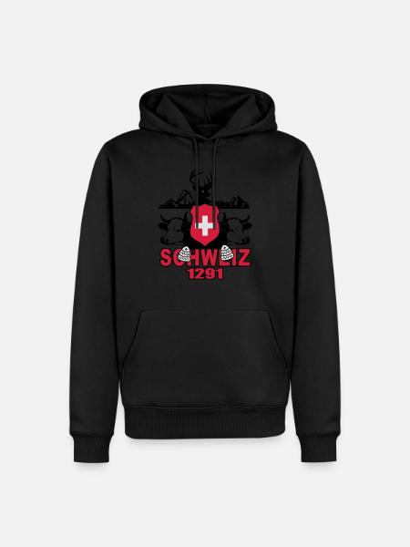 Schweiz Milchkuh 1291 - Männer Premium Bio Hoodie - Schwarz
