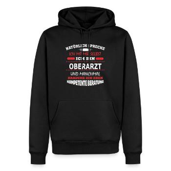 OBERARZT - Männer Premium Bio Hoodie - Schwarz - Vorne - Nico (187cm)