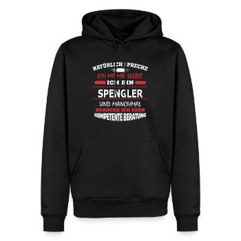 SPENGLER - Männer Premium Bio Hoodie - Schwarz - Vorne - Nico (187cm)