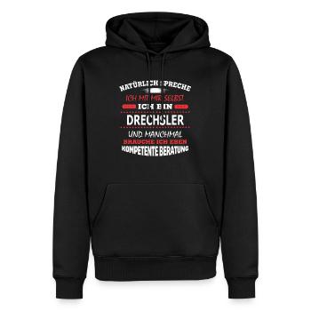 DRECHSLER - Männer Premium Bio Hoodie - Schwarz - Vorne - Nico (187cm)
