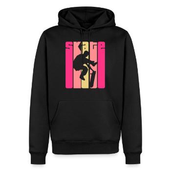 Skate Retro - Skater - Skateboard - Skateboarder - Männer Premium Bio Hoodie - Schwarz - Vorne - Nico (187cm)
