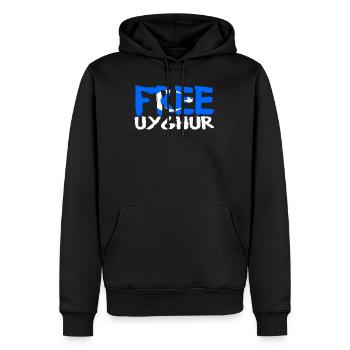 Ouïghour gratuit - Sweat à capuche Premium bio Homme - noir - Devant - Nico (187cm)