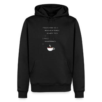 Programming Coffee Full Stack Coder Software - Men’s Premium Organic Hoodie - black - Front - Nico (187cm)