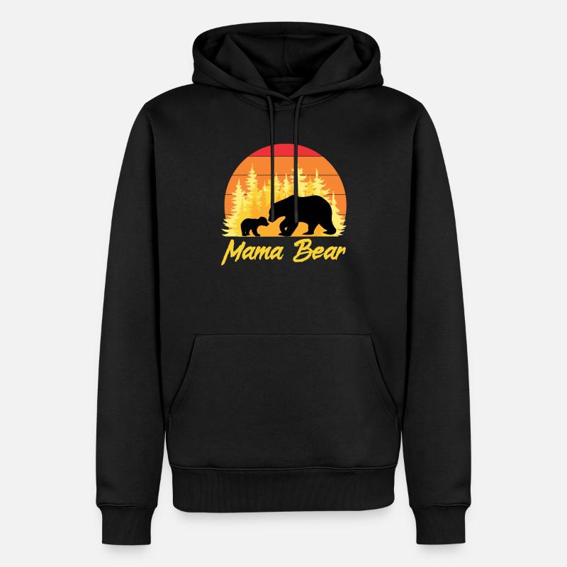 Mama Bär - Männer Premium Bio Hoodie - Schwarz