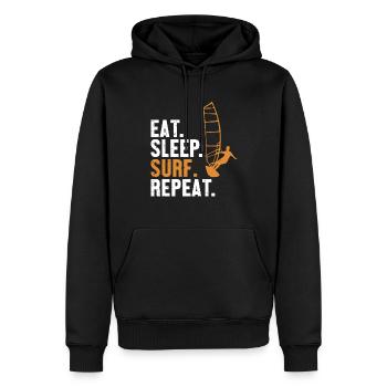 Manger Dormir Surfer Répéter Planche À Voile - Sweat à capuche Premium bio Homme - noir - Devant - Nico (187cm)