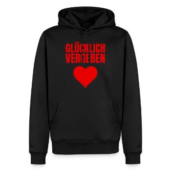 GLÜCKLICH VERGEBEN - Männer Premium Bio Hoodie - Schwarz - Vorne - Nico (187cm)