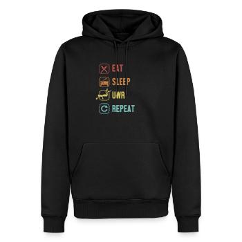 Eat Sleep UWR Repeat UWR Wassersport - Männer Premium Bio Hoodie - Schwarz - Vorne - Nico (187cm)