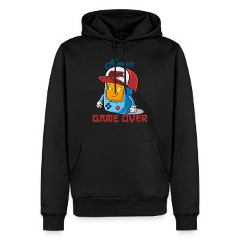 Never Game over - Sweat à capuche Premium bio Homme - noir - Devant - Nico (187cm)