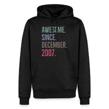 Génial depuis décembre 2007 - Sweat à capuche Premium bio Homme - noir - Devant - Nico (187cm)